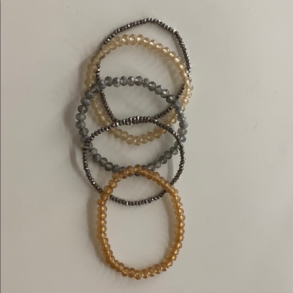 Neutral colored beaded bracelets